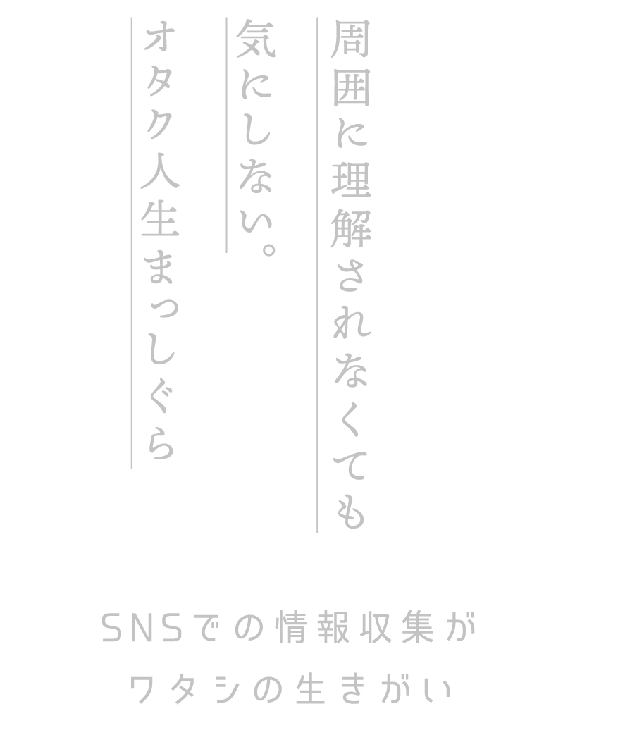周囲に理解されなくても気にしない。オタク人生まっしぐら
